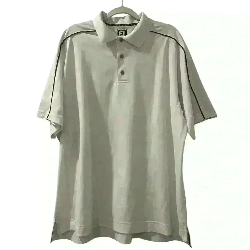 FJ Foot Joy Golf Polo Athletic‎ Fit Shirt White Short Sleeve Mens Size XL